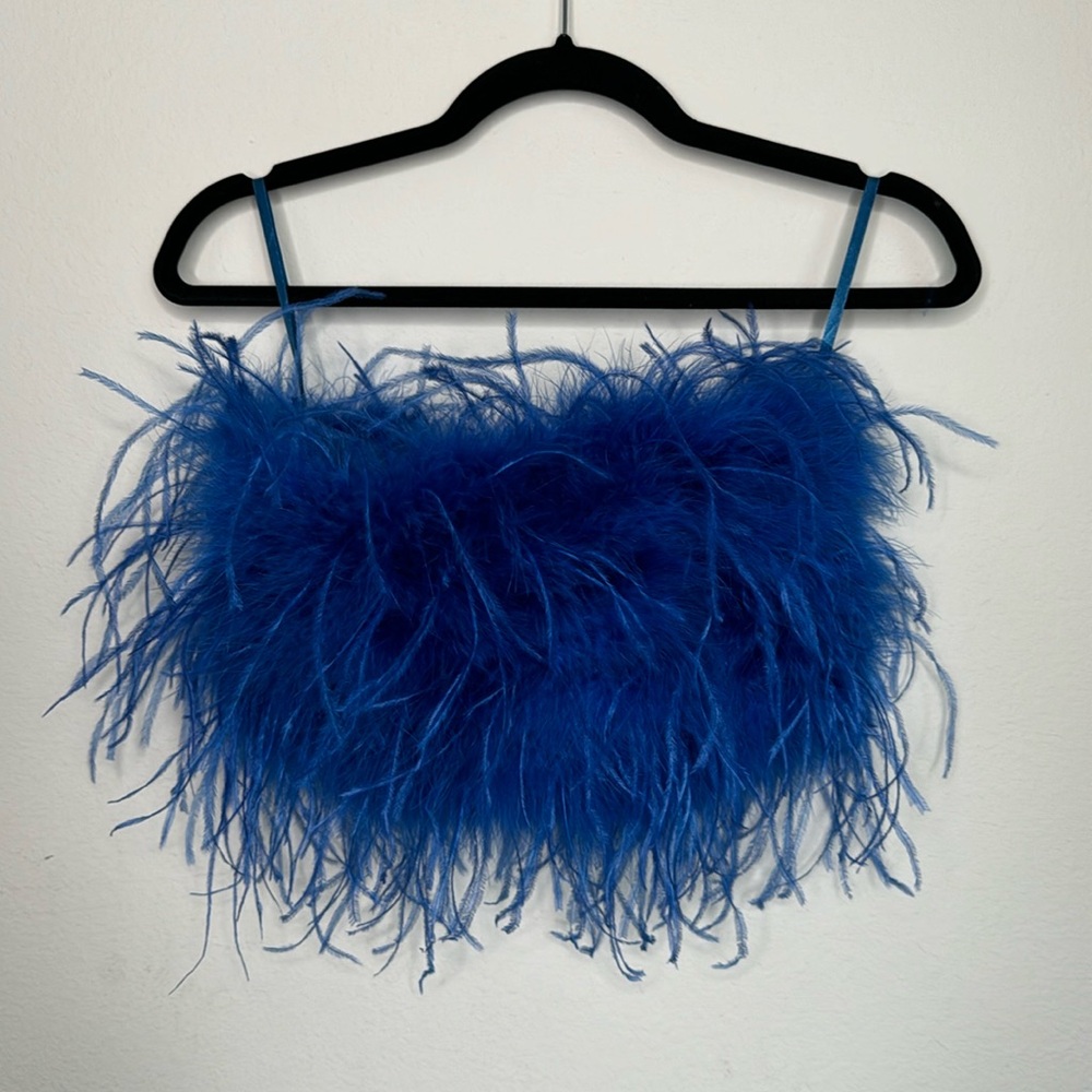 LAMARQUE feather top in blue
